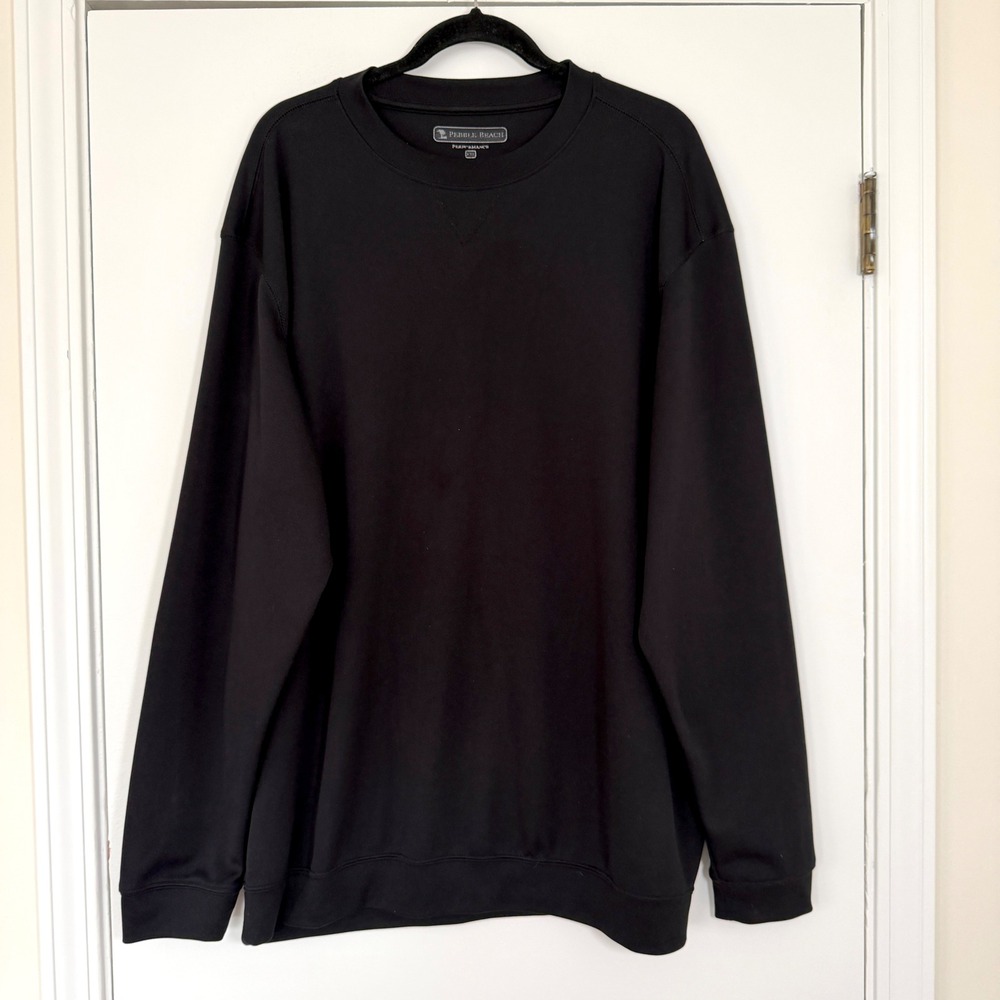Pebble Beach Performance Mens XXL Black Crew Neck Long Sleeve Sweatshirt 892631